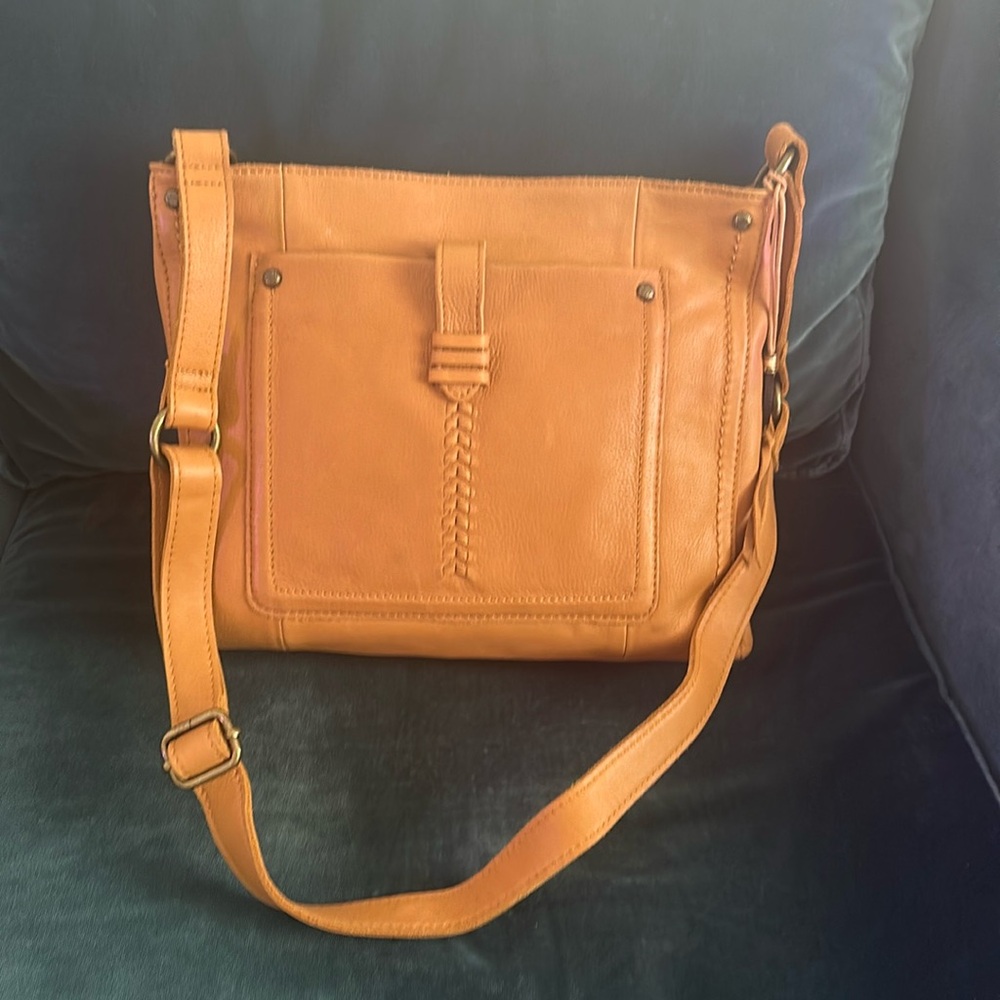 The Sak crossbody hobo tan zipper bag
